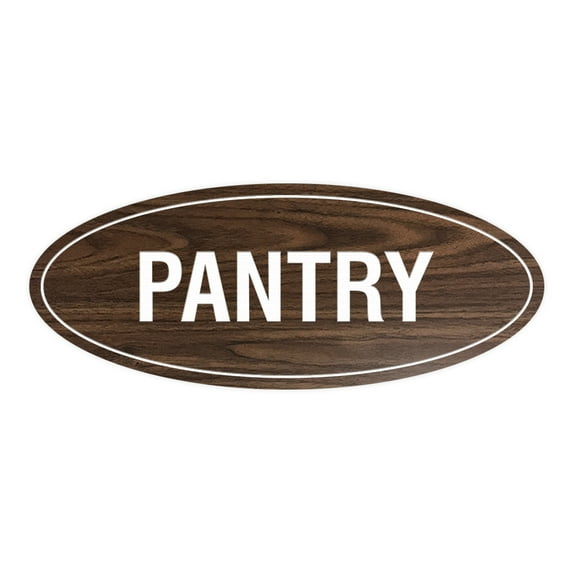 Signs ByLITA Oval Pantry Sign (Walnut) - Large 3.6x9"