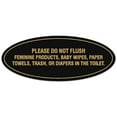 thumbnail image 1 of Signs ByLITA Oval Please do not flush etiquette Sign - Durable Material | Easy Installation (Black /Gold) - Small, 1 of 3