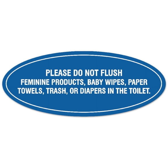 Signs ByLITA Oval Please do not flush etiquette Sign - Durable Material | Easy Installation (Blue) - Medium