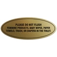 thumbnail image 1 of Signs ByLITA Oval Please do not flush etiquette Sign - Durable Material | Easy Installation (Brushed Gold) - Large, 1 of 3