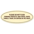 thumbnail image 1 of Signs ByLITA Oval Please do not flush etiquette Sign - Durable Material | Easy Installation (Ivory/Dark Brown) - Large, 1 of 3