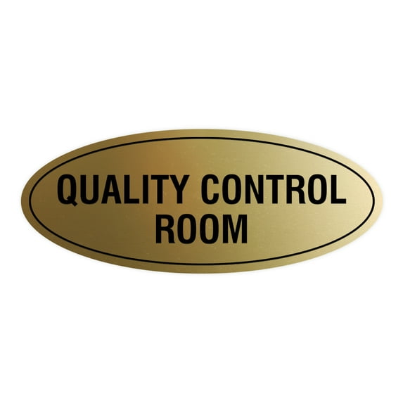 Signs ByLITA Oval Quality Control Room Sign (Brushed Gold) - Small