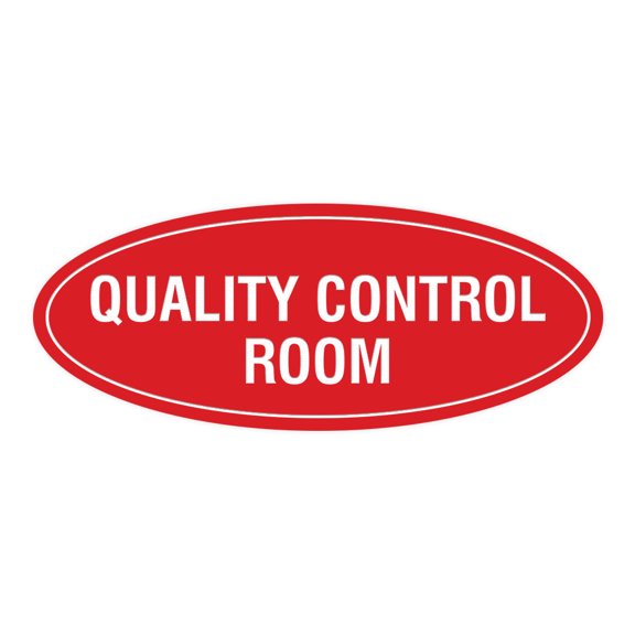 Signs ByLITA Oval Quality Control Room Sign (Red) - Small