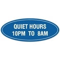thumbnail image 1 of Signs ByLITA Oval Quiet Hours 10PM to 8AM Sign - Laser-Engraved Lettering | Durable ABS Plastic | Vibrant Colors | Powerful Foam Tape (Blue) - Small, 1 of 3