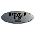 thumbnail image 1 of Signs ByLITA Oval Recycle here Sign - Laser-Engraved Lettering | Durable ABS Plastic | Vibrant Colors | Powerful Foam Tape (Brushed Silver) - Small, 1 of 7