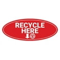thumbnail image 1 of Signs ByLITA Oval Recycle here Sign - Laser-Engraved Lettering | Durable ABS Plastic | Vibrant Colors | Powerful Foam Tape (Red) - Medium, 1 of 7
