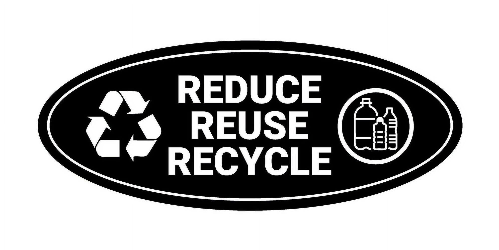 Signs ByLITA Oval Reduce Reuse Recycle Sign - Laser-Engraved Lettering ...
