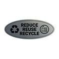 thumbnail image 1 of Signs ByLITA Oval Reduce Reuse Recycle Sign - Laser-Engraved Lettering | Durable ABS Plastic | Vibrant Colors | Powerful Foam Tape (Brushed Silver) - Medium, 1 of 7