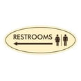 thumbnail image 1 of Signs ByLITA Oval Restrooms Left Arrow Sign (Ivory/Dark Brown) - Large 3.6x9", 1 of 1