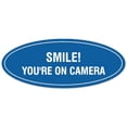 thumbnail image 1 of Signs ByLITA Oval Smile You're on Camera Sign - Laser-Engraved Lettering | Durable ABS Plastic | Vibrant Colors | Powerful Foam Tape (Blue) - Large, 1 of 3