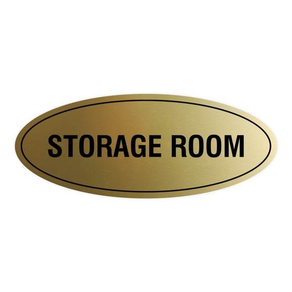 Signs ByLITA Oval Storage Room Sign (Brushed Gold) - Small 2x5"
