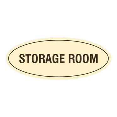 Signs ByLITA Oval Storage Room Sign (Ivory/Dark Brown) - Small 2x5"