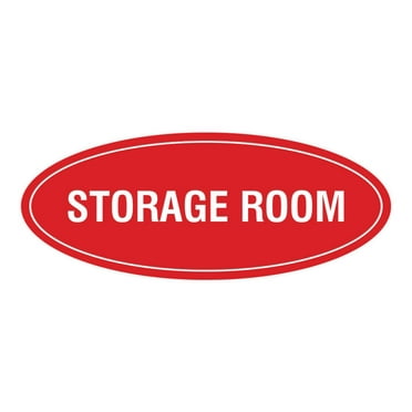 Signs ByLITA Oval Storage Room Sign (Red) - Small 2x5"