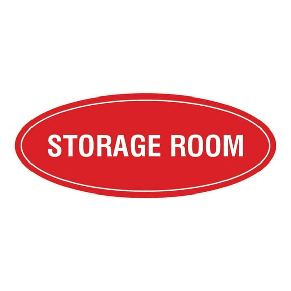 Signs ByLITA Oval Storage Room Sign (Red) - Small 2x5"