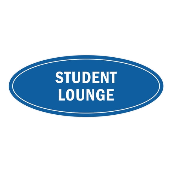 Signs ByLITA Oval Student Lounge Sign (Blue) - Small 2x5"