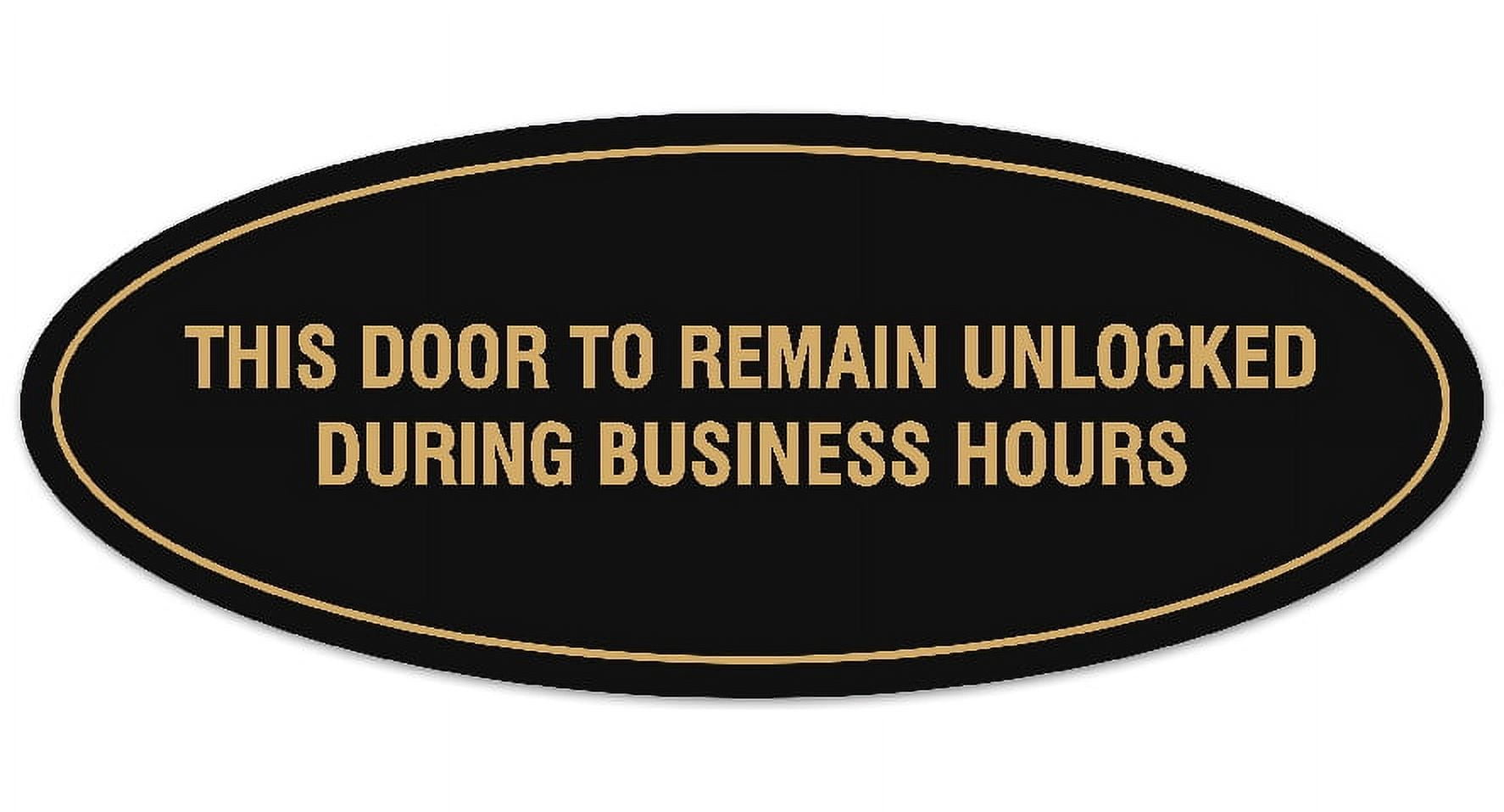 Acryl-Schild „Door Must Remain Unlocked During Business Hours“ – Schwarz, 20,3x10,2 Cm, Mit Klebeband