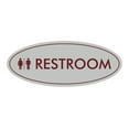 thumbnail image 1 of Signs ByLITA Oval UNISEX RESTROOM Sign (Light Grey / Burgundy) - Small 2x5", 1 of 1