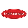 thumbnail image 1 of Signs ByLITA Oval UNISEX RESTROOM Sign (Red) - Small 2x5", 1 of 1