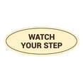 thumbnail image 1 of Signs ByLITA Oval Watch Your Step Sign (Ivory/Dark Brown) - Small 2x5", 1 of 1