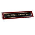 thumbnail image 1 of Signs ByLITA Piano Finished Rosewood Novelty Engraved Desk Name Plate 'Not All Heroes Wear Capes', 2" x 8", Black/Gold Plate, 1 of 2
