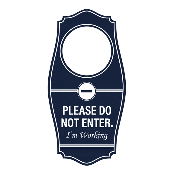Signs ByLITA Please Don't Enter I'm Working Door Hanger - Navy Blue, 4" x 8"