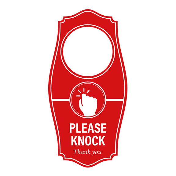 Signs ByLITA Please Knock Thank You Door Hanger - Red, 4" x 8"