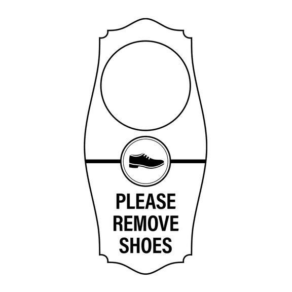 Signs ByLITA Please Remove Shoes Door Hanger - White, 4" x 8"