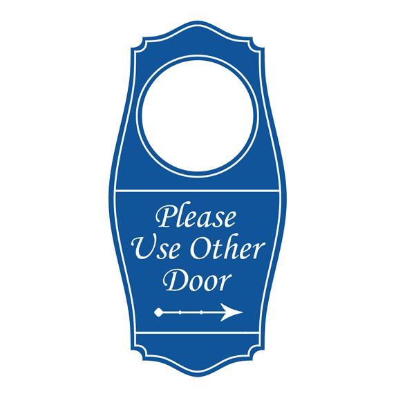 Signs ByLITA Please Use Other Door Door Hanger - Blue, 4" x 8"