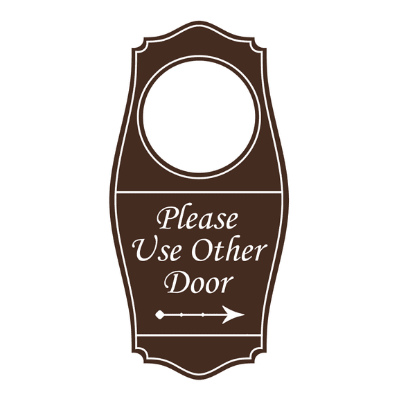 Signs ByLITA Please Use Other Door Door Hanger - Dark Brown, 4" x 8"