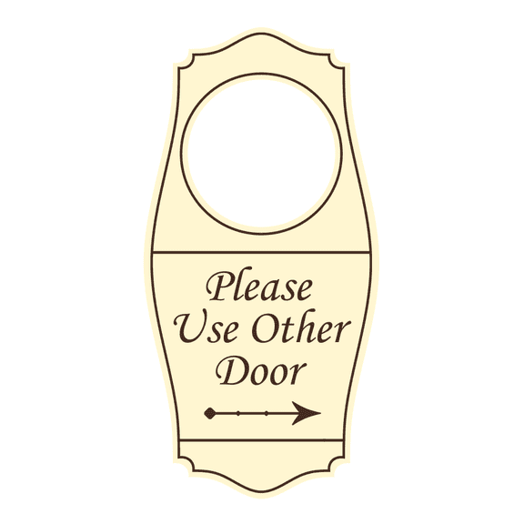 Signs ByLITA Please Use Other Door Door Hanger - Ivory Dark Brown, 4" x 8"