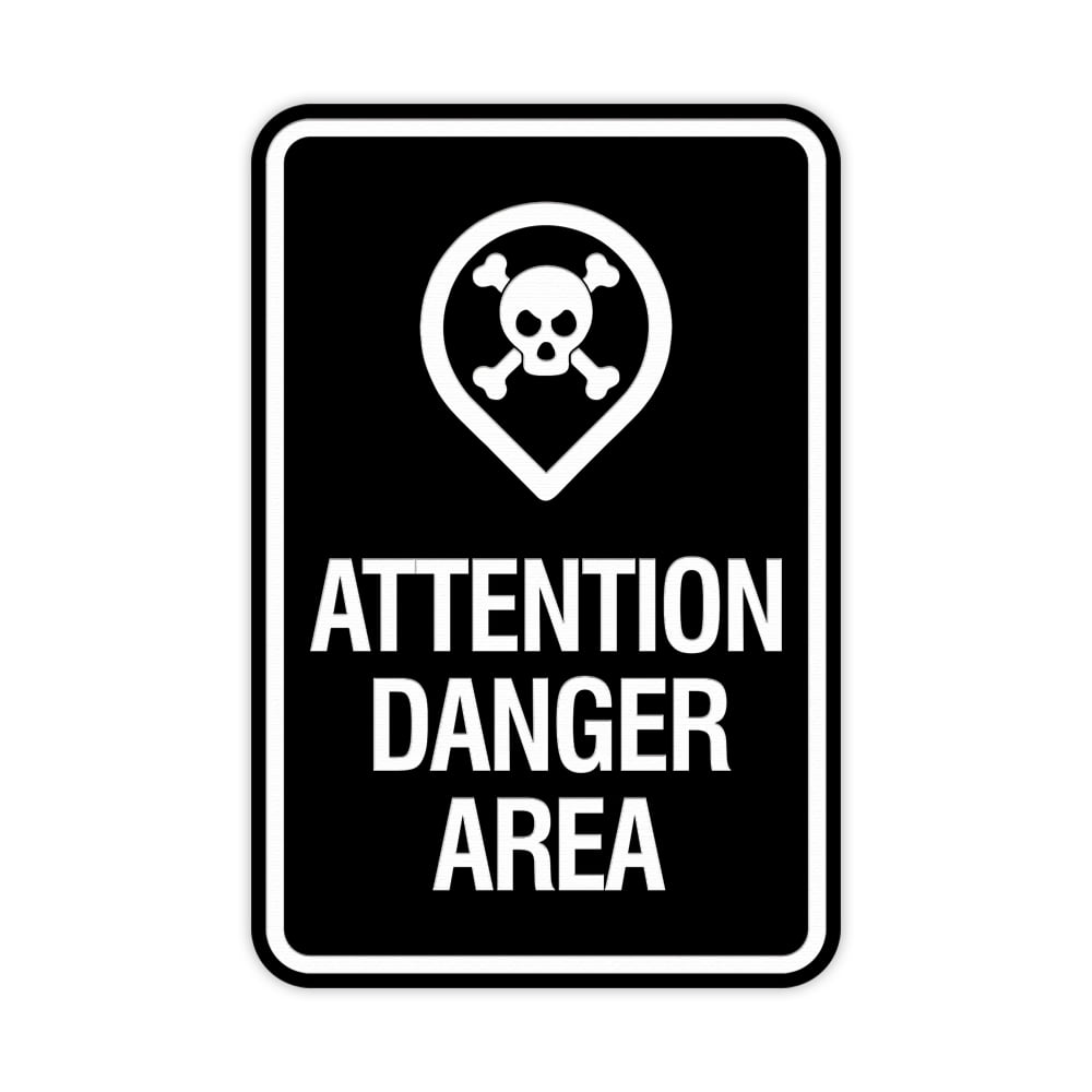 Round Danger Sticker Signs ByLITA Portrait Round Attention Danger Area Sign (Black) - Small ...
