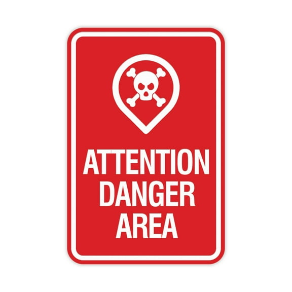 Signs ByLITA Portrait Round Attention Danger Area Sign (Red) - Large