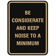 thumbnail image 1 of Signs ByLITA Portrait Round Be considerate keep noise to a minimum Sign - Laser-Engraved Lettering | Durable ABS Plastic | Vibrant Colors | Powerful Foam Tape (Black /Gold) - Medium, 1 of 2