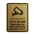 thumbnail image 1 of Signs ByLITA Portrait Round CCTV in Use Monitored for Crime Prevention and public safety ABS Plastic | Laser Engraved | Easy Installation | Elegant Design Sign (Brushed Gold) - Small, 1 of 8