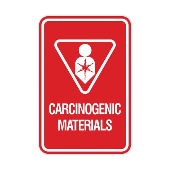 Signs ByLITA Portrait Round Carcinogenic materials Sign (Red) - Small
