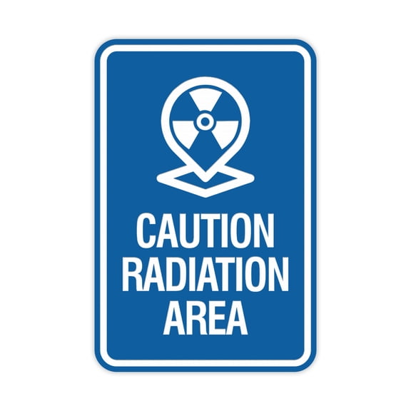 Signs ByLITA Portrait Round Caution Radiation Area Sign (Blue) - Small