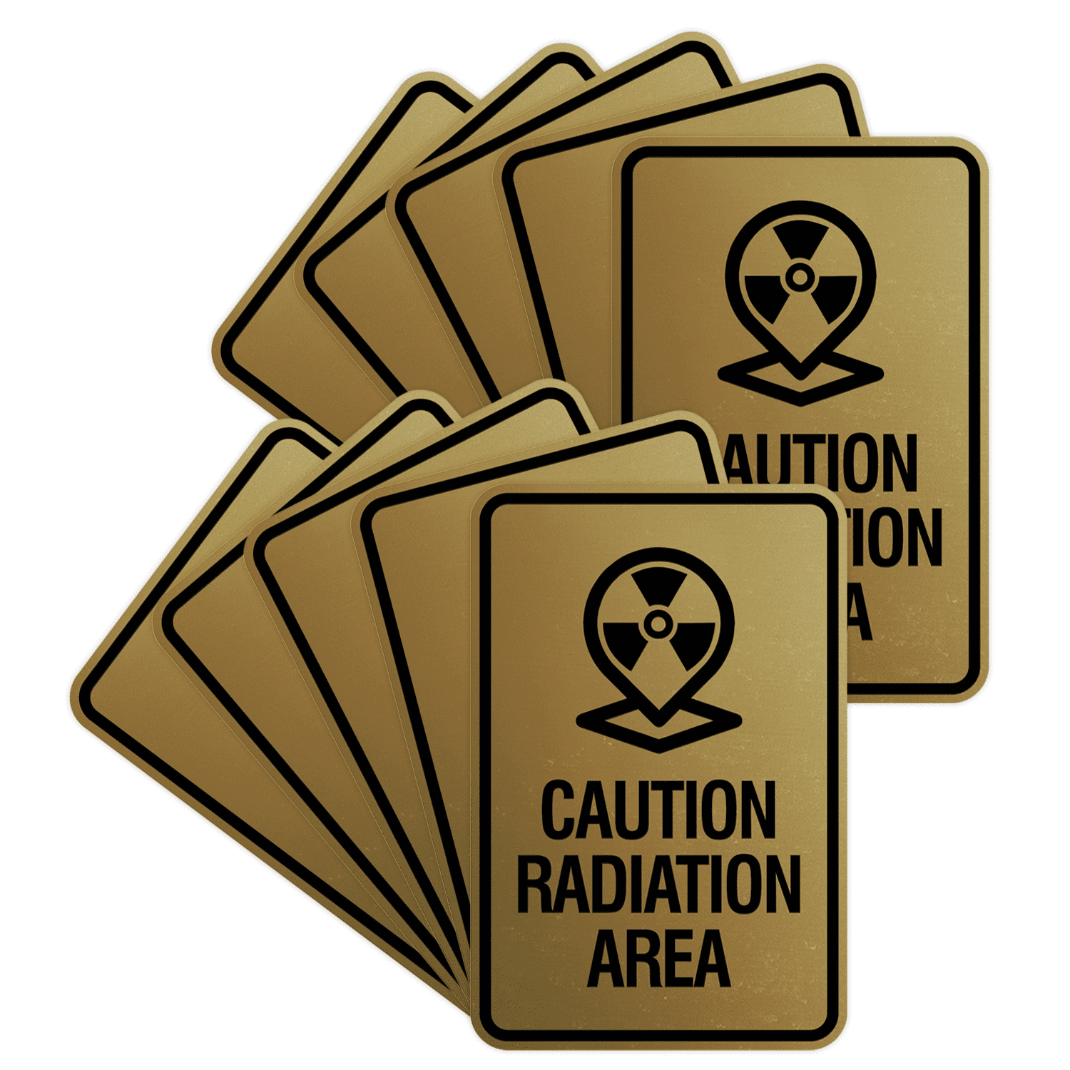 Signs ByLITA Portrait Round Caution Radiation Area Sign (Brushed Gold ...