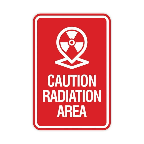 Signs ByLITA Portrait Round Caution Radiation Area Sign (Red) - Small