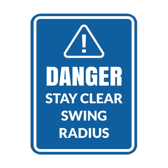 Signs ByLITA Portrait Round Danger Stay Clear Swing Radius Door or Wall Sign Easy Installation | Health And Safety | Building And Danger Sign (Blue) - Small