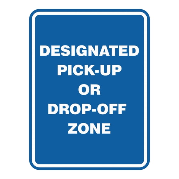 Signs ByLITA Portrait Round Designated Pick-Up Drop-Off Zone ABS Plastic | Laser Engraved | Easy Installation | Elegant Design Sign (Blue) - Small