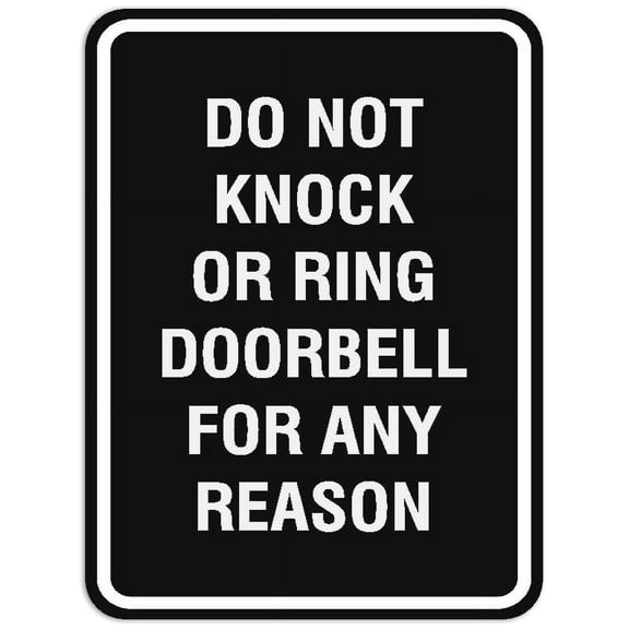 Signs ByLITA Portrait Round Do not knock or ring doorbell Sign - Laser-Engraved Lettering | Durable ABS Plastic | Vibrant Colors | Powerful Foam Tape (Black) - Small