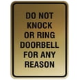 thumbnail image 1 of Signs ByLITA Portrait Round Do not knock or ring doorbell Sign - Laser-Engraved Lettering | Durable ABS Plastic | Vibrant Colors | Powerful Foam Tape (Brushed Gold) - Large, 1 of 2