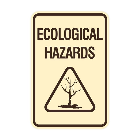 Signs ByLITA Portrait Round Ecological hazards Sign (Ivory/Dark Brown) - Large