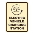 thumbnail image 1 of Signs ByLITA Portrait Round Electric Vehicle Charging Station ABS Plastic | Laser Engraved | Easy Installation | Elegant Design Sign (Ivory/Dark Brown) - Small, 1 of 7
