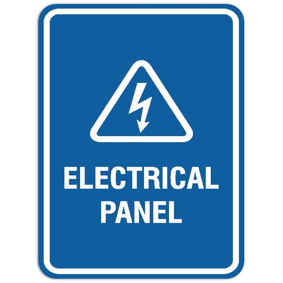 Signs ByLITA Portrait Round Electrical panel Sign - Laser-Engraved Lettering | Durable ABS Plastic | Vibrant Colors | Powerful Foam Tape (Blue) - Small