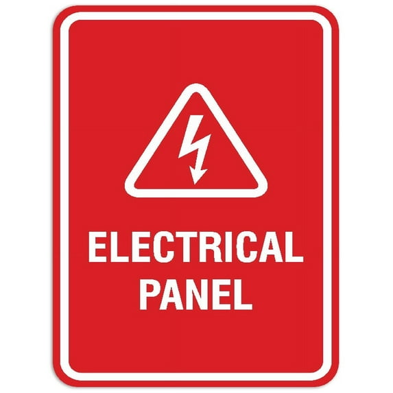 Signs ByLITA Portrait Round Electrical panel Sign - Laser-Engraved Lettering | Durable ABS Plastic | Vibrant Colors | Powerful Foam Tape (Red) - Large