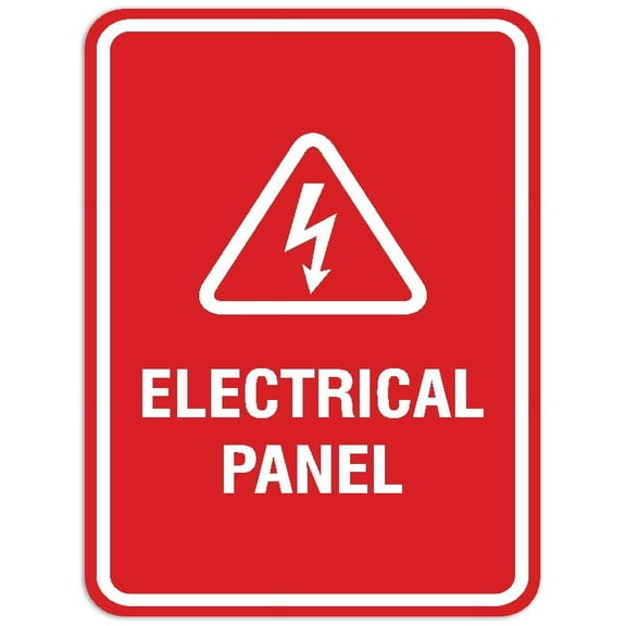 Signs ByLITA Portrait Round Electrical panel Sign - Laser-Engraved Lettering | Durable ABS Plastic | Vibrant Colors | Powerful Foam Tape (Red) - Small