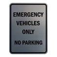 thumbnail image 1 of Signs ByLITA Portrait Round Emergency Vehicles Only No Parking ABS Plastic | Laser Engraved | Easy Installation | Elegant Design Sign (Brushed Silver) - Medium, 1 of 7