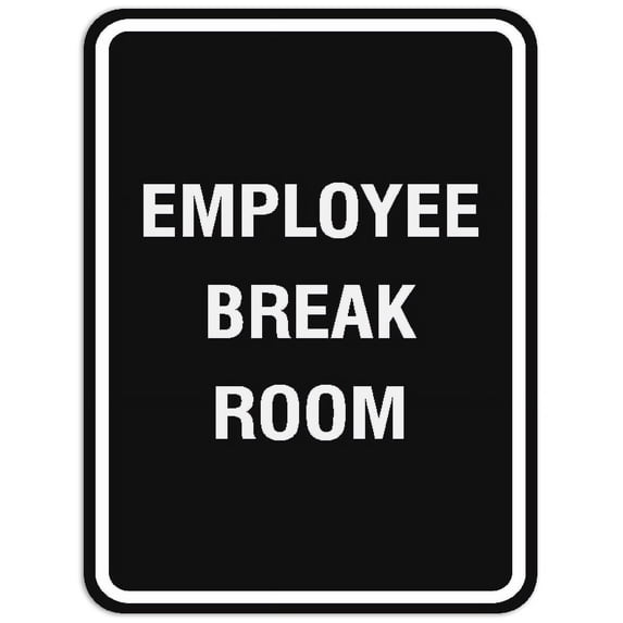 Signs ByLITA Portrait Round Employee Break Room Sign - Laser-Engraved Lettering | Durable ABS Plastic | Vibrant Colors | Powerful Foam Tape (Black) - Small