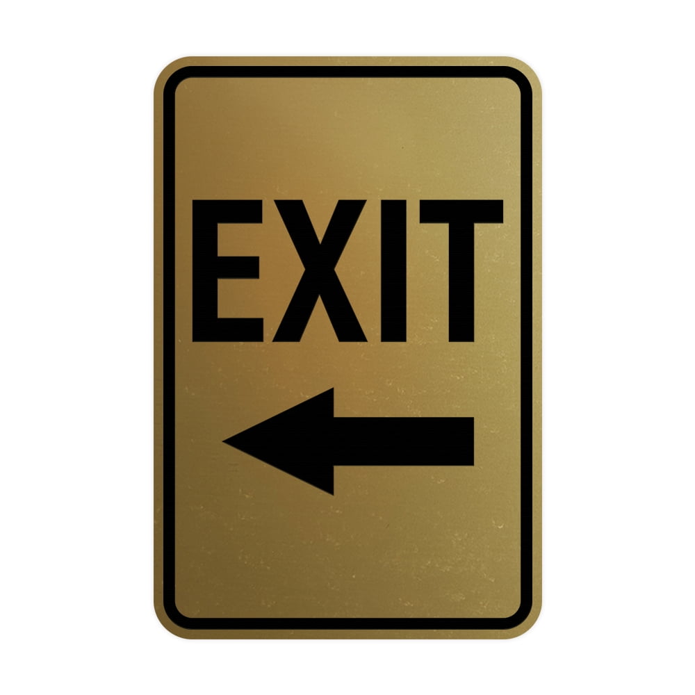 Signs ByLITA Portrait Round Exit Left Arrow Sign with Adhesive Tape ...